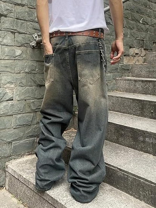 Baggy Jeans for Men Street wear Vintage Wide Leg Loose Fit Denim Pants