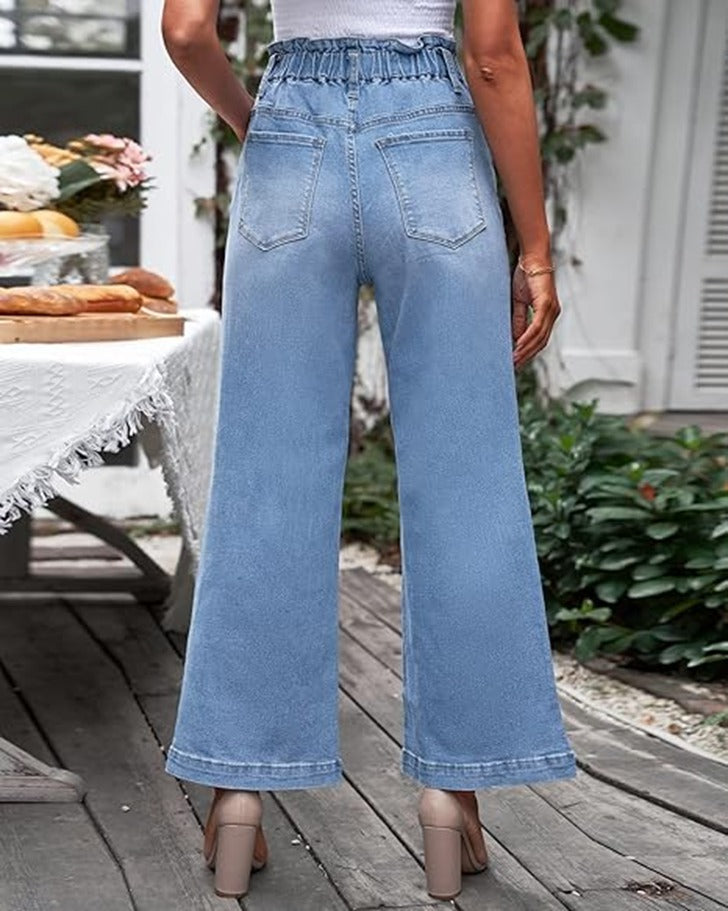GRAPENT Wide Leg Jeans for Women Stretch High Waisted Elastic Waist Bell Bottom Baggy