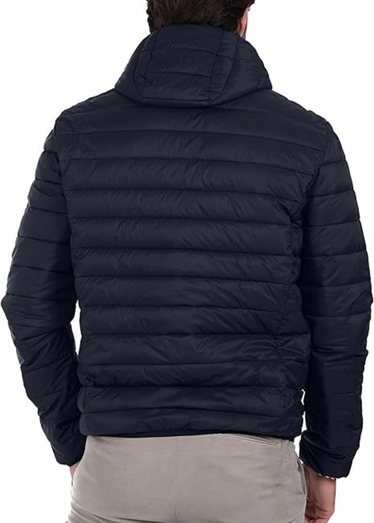 Puffer Jacket with Hood Warm Lightweight Hooded Winter Coat Puffer Jacket for Men Work Outdoor Hiking