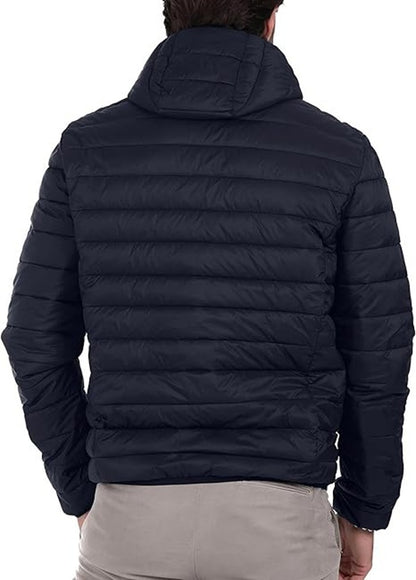 Puffer Jacket with Hood Warm Lightweight Hooded Winter Coat Puffer Jacket for Men Work Outdoor Hiking