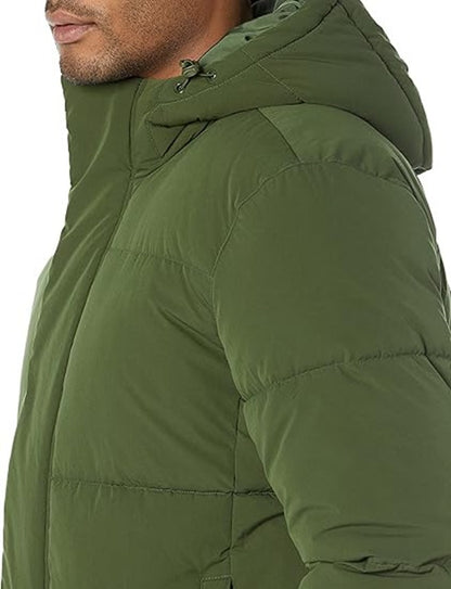 Puffer Jacket with Hood Warm Lightweight Hooded Winter Coat Puffer Jacket for Men Work Outdoor Hiking