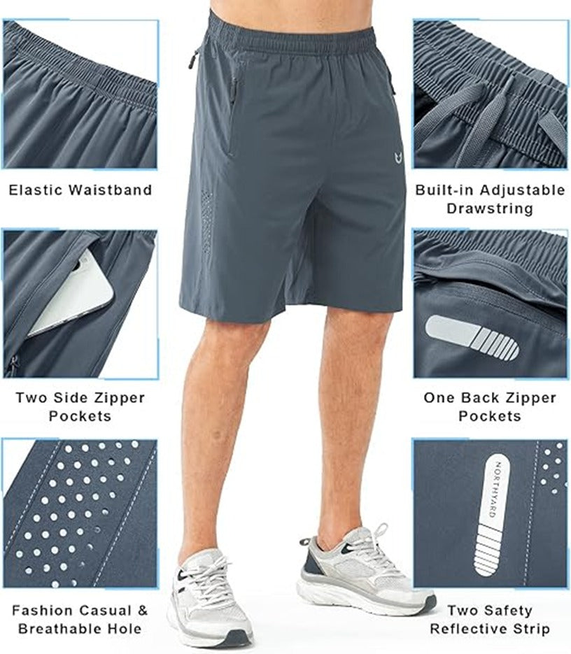 G Gradual Men's Athletic Shorts with Pockets 11" Long Basketball Shorts Lightweight Quick Dry Gym Workout Shorts for Men