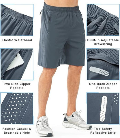 G Gradual Men's Athletic Shorts with Pockets 11" Long Basketball Shorts Lightweight Quick Dry Gym Workout Shorts for Men