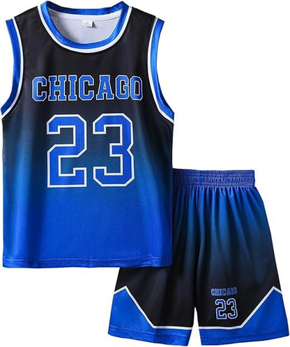 Basketball Jerseys for Kids Youth Sports T-Shirt Jersey Boys Girls Gradient Basketball Uniform Set