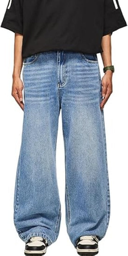 Baggy Jeans for Men Street wear Vintage Wide Leg Loose Fit Denim Pants