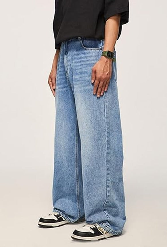 Baggy Jeans for Men Street wear Vintage Wide Leg Loose Fit Denim Pants