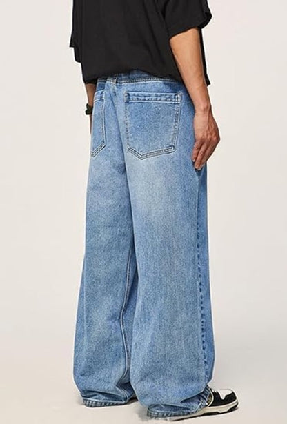 Baggy Jeans for Men Street wear Vintage Wide Leg Loose Fit Denim Pants