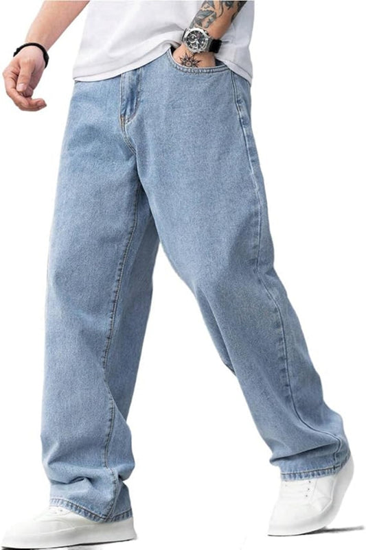 Baggy Jeans for Men Street wear Vintage Wide Leg Loose Fit Denim Pants