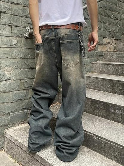 Baggy Jeans for Men Street wear Vintage Wide Leg Loose Fit Denim Pants