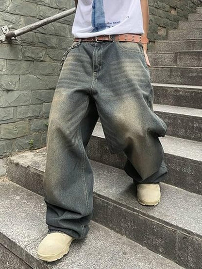 Baggy Jeans for Men Street wear Vintage Wide Leg Loose Fit Denim Pants