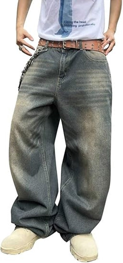 Baggy Jeans for Men Street wear Vintage Wide Leg Loose Fit Denim Pants