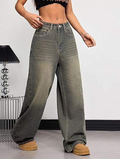 Women’s Baggy Jeans Wide Leg Denim Pants Vintage Hip Hop Loose Long Trousers Street wear