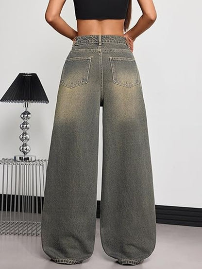 Women’s Baggy Jeans Wide Leg Denim Pants Vintage Hip Hop Loose Long Trousers Street wear