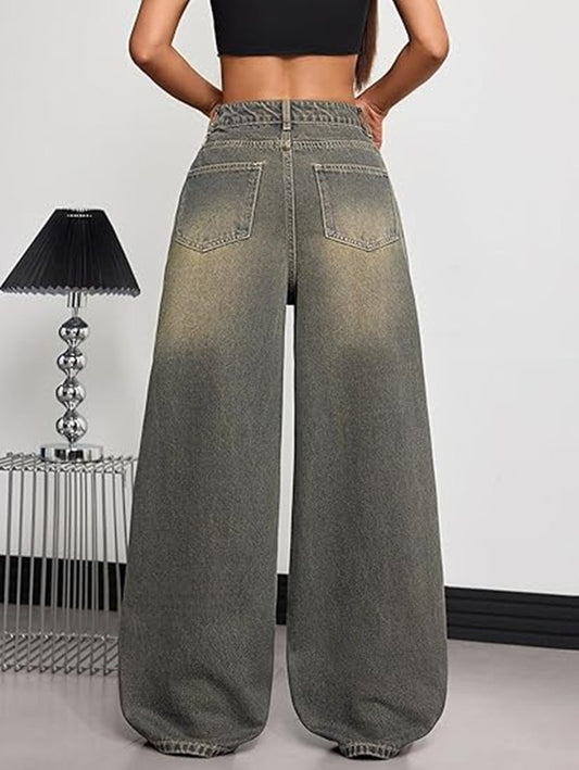 Women’s Baggy Jeans Wide Leg Denim Pants Vintage Hip Hop Loose Long Trousers Street wear