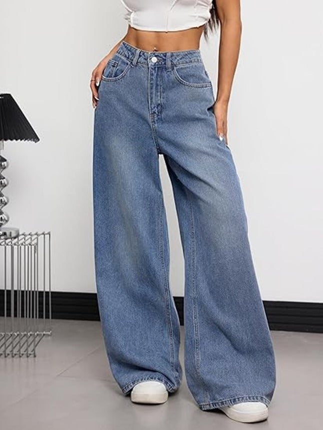 Women’s Baggy Jeans Wide Leg Denim Pants Vintage Hip Hop Loose Long Trousers Street wear