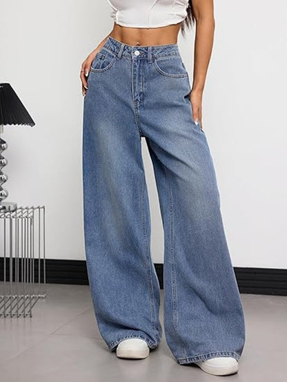 Women’s Baggy Jeans Wide Leg Denim Pants Vintage Hip Hop Loose Long Trousers Street wear