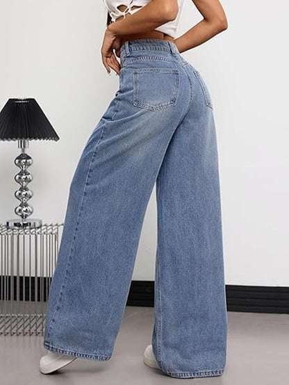 Women’s Baggy Jeans Wide Leg Denim Pants Vintage Hip Hop Loose Long Trousers Street wear