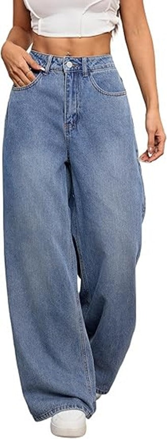 Women’s Baggy Jeans Wide Leg Denim Pants Vintage Hip Hop Loose Long Trousers Street wear