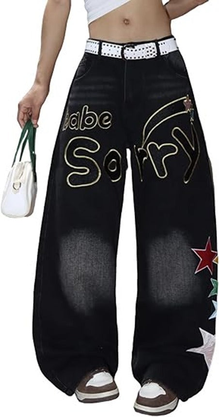 Women’s Baggy Jeans Wide Leg Denim Pants Vintage Hip Hop Loose Long Trousers Street wear