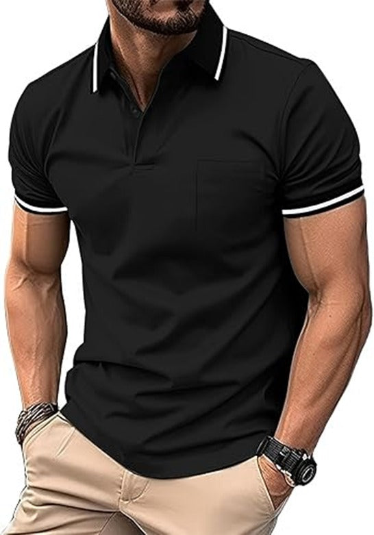 Men Polo Shirts Short Sleeve with Pocket Sport Wicking Shirts for Men Casual Athletic Collared T-Shirts